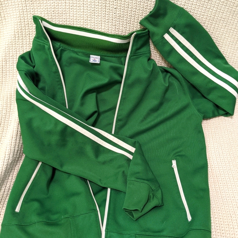 XL Green Kids Jacket with Stripes